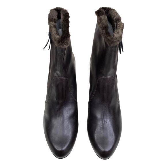 Stuart Weitzman Women’s Brown Side Zip Fur Trimmed Ankle Boot Size US 10 - Picture 4 of 15
